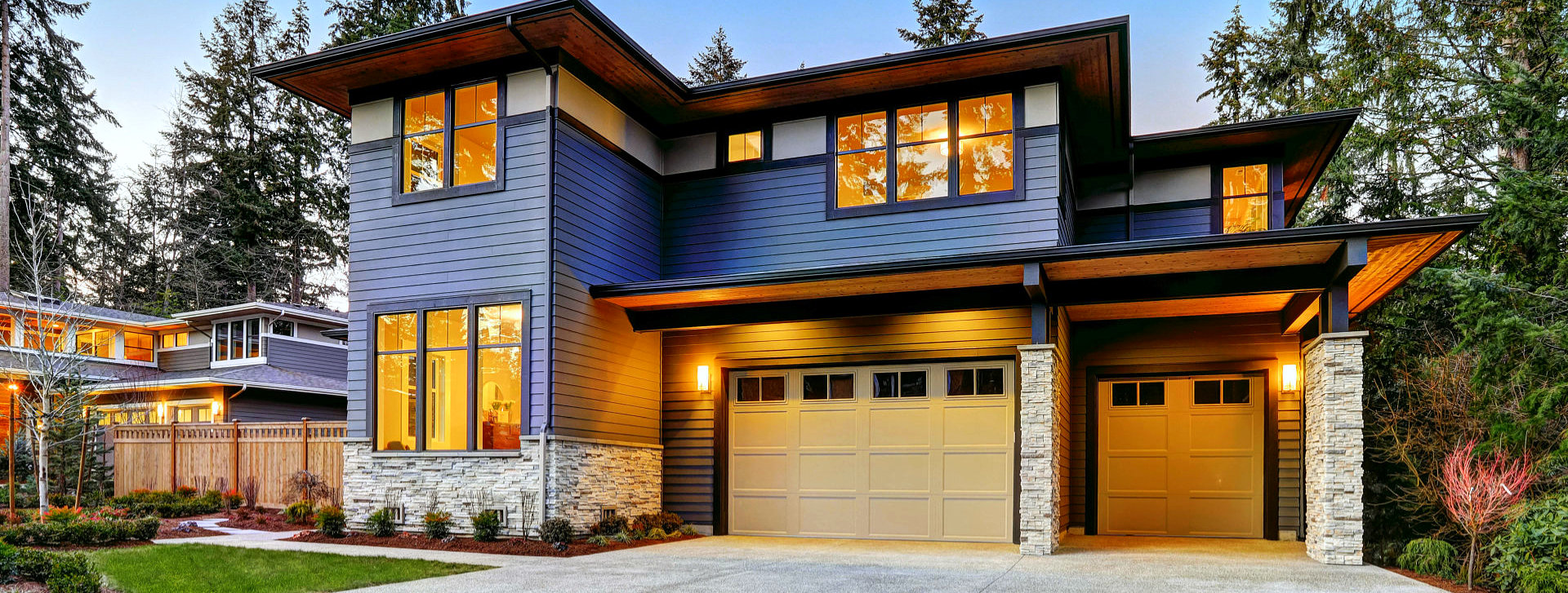 two storey house with garage